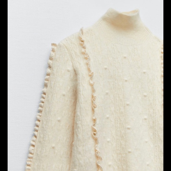 Zara RUFFLED HIGH COLLAR KNIT SWEATER - Picture 6 of 10